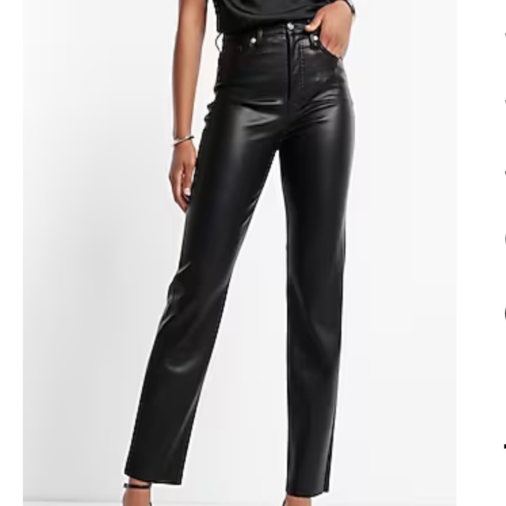 Express High Waisted Faux Leather LINED Modern Straight Pant, Sz 6